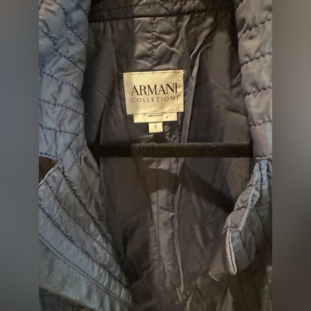 Armani Collezioni Quilted Navy Jacket Sz 8 - Picture 4 of 5